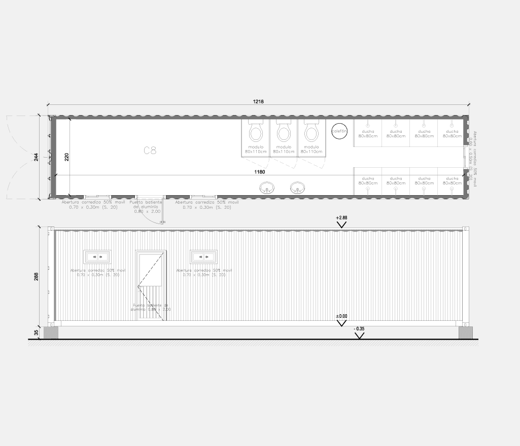 Vestuario con baño y duchas - C-8
